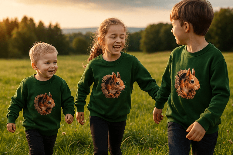 detská mikina Veverička deti vonku mk